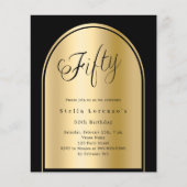 50e verjaardag Black Gold Arch Script uitnodiging (Voorkant)
