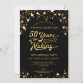 50e verjaardag Black & Gold Stars Kaart (Voorkant)