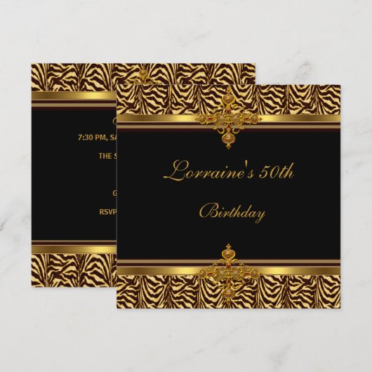 50e verjaardag Black Gold Zebra Stripe Kaart (Voorkant / Achterkant)