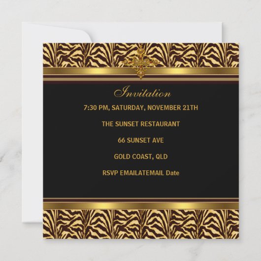 50e verjaardag Black Gold Zebra Stripe Kaart (Achterkant)