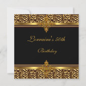 50e verjaardag Black Gold Zebra Stripe Kaart (Voorkant)