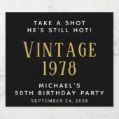  50e verjaardag Black Likeurfles Etiket (Enkel label)