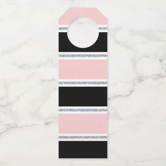 50e Verjaardag Black Pink Silver Glitter Confetti Flessenhanger (Achterkant)