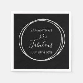 50e verjaardag Black Silver 50 en Fabulous Party Servet