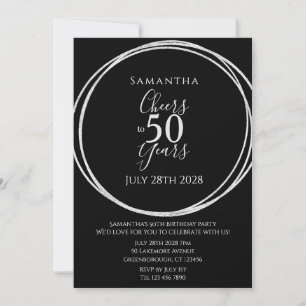50e verjaardag Black Silver Cheers tot 50 jaar Kaart