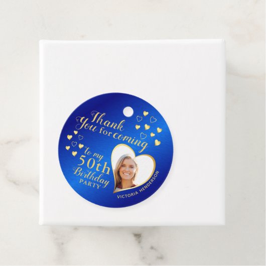 50e verjaardag Blauw en Goud Bedankjes Labels (In situ)