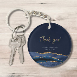 50e Verjaardag Blauw Goud Bedankt Ronde Acryl Sleutelhanger