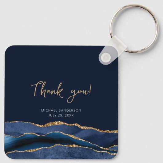50e verjaardag blauw goud dank u metaal sleutelhanger (Achterkant)
