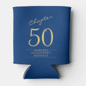 50e verjaardag Blauw Goud Foto Sjabloon Blikjeskoeler (Voorkant)