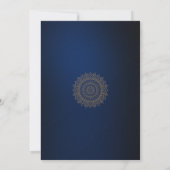 50e verjaardag Blauw Goud Mandala Elegant Eenvoudi Kaart (Achterkant)