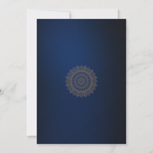 50e verjaardag Blauw Goud Mandala Elegant Eenvoudi Kaart (Achterkant)