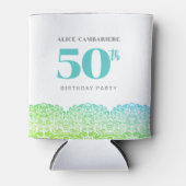 50e verjaardag Blauw Kant Papier beker Blikjeskoeler (Voorkant)