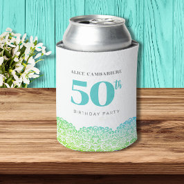 50e verjaardag Blauw Kant Papier beker Blikjeskoeler