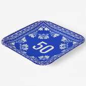 50e verjaardag Blauwe Bandana Papieren Bordje (Gebogen)