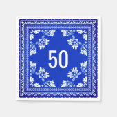 50e verjaardag Blauwe Bandana Servet (Voorkant)