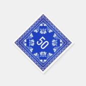 50e verjaardag Blauwe Bandana Servet (Hoek)