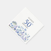 50e verjaardag Blauwe Floral Servet (Hoek)