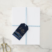 50e verjaardag Blauwe Goud Agate Dank Je Cadeaulabel (Met Touw)