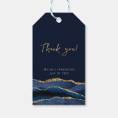50e verjaardag Blauwe Goud Agate Dank Je Cadeaulabel (Achterkant)