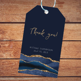 50e verjaardag Blauwe Goud Agate Dank Je Cadeaulabel