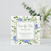 50e verjaardag Blauwe Hortensia's Save The Date (Staand voorkant)