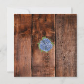50e Verjaardag Blauwe Houten Hortensia's Rustieke Kaart (Achterkant)