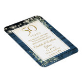 50e verjaardag Blauwe Rustieke Houten Save The Dat Magneet (Rechterzijde)