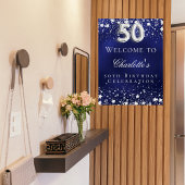 50e verjaardag blauwe zilveren sterren welkomstfee poster