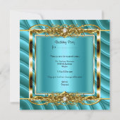 50e verjaardag Blauwgroen blauwe gouden kromme dia Kaart (Achterkant)