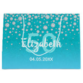 50e verjaardag blauwgroen blauwe groene glitter na groot cadeauzakje (Voorkant)