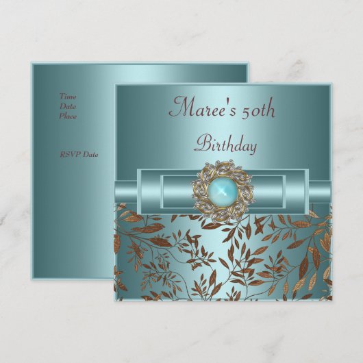 50e verjaardag Blauwgroen blauwe juweel Kaart (Voorkant / Achterkant)