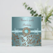 50e verjaardag Blauwgroen blauwe juweel Kaart (Staand voorkant)