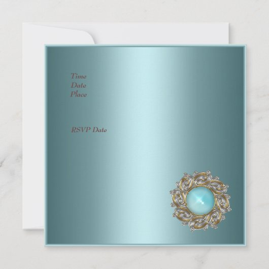 50e verjaardag Blauwgroen blauwe juweel Kaart (Achterkant)