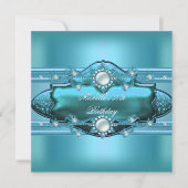 50e verjaardag Blauwgroen blauwe pareljuwel Kaart (Voorkant)