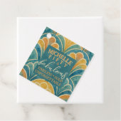 50e verjaardag Blauwgroen en gouden art deco stijl Bedankjes Labels (In situ)