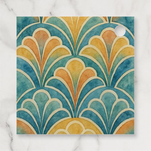 50e verjaardag Blauwgroen en gouden art deco stijl Bedankjes Labels (Achterkant)