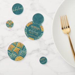 50e verjaardag Blauwgroen en gouden art deco stijl Confetti