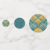 50e verjaardag Blauwgroen en gouden art deco stijl Confetti (Achterkanten)