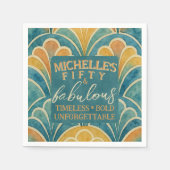 50e verjaardag Blauwgroen en gouden art deco stijl Servet (Voorkant)