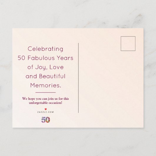 50e verjaardag Bloemen Modern 50 jaar feest Aankondigingskaart (Achterkant)