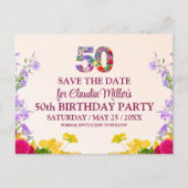 50e verjaardag Bloemen Modern 50 jaar feest Aankondigingskaart (Voorkant)