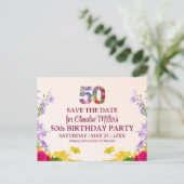 50e verjaardag Bloemen Modern 50 jaar feest Aankondigingskaart (Staand voorkant)