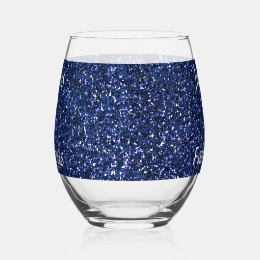 50e verjaardag Blue Glitter Gift Favoriet Trendy Wijnglas Zonder Voet (Links)