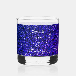50e verjaardag Blue Glitter Gift Modern Party Favo Whisky Glas