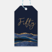 50e verjaardag Blue Gold Agate Hartelijk dank Cadeaulabel (Voorkant)