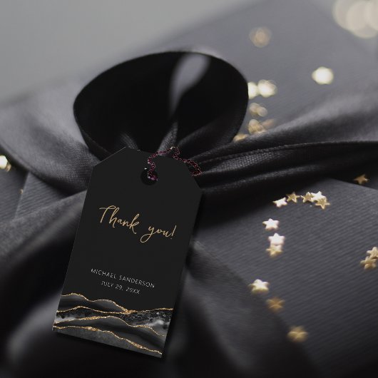 50e verjaardag Blue Gold Agate Hartelijk dank Cadeaulabel