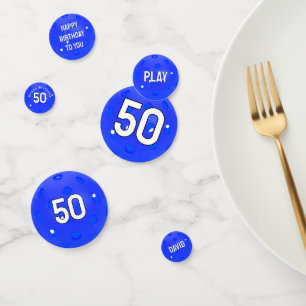 50e verjaardag Blue Pickleball Confetti