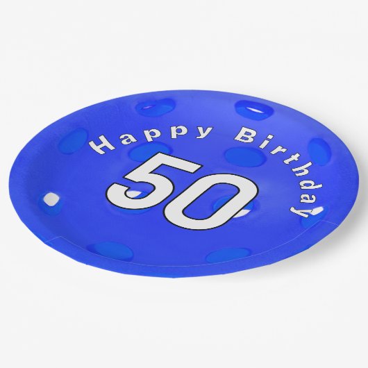 50e verjaardag Blue Pickleball Papieren Bordje (Gekanteld)
