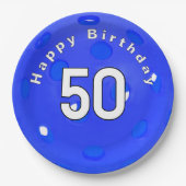 50e verjaardag Blue Pickleball Papieren Bordje (Voorkant)