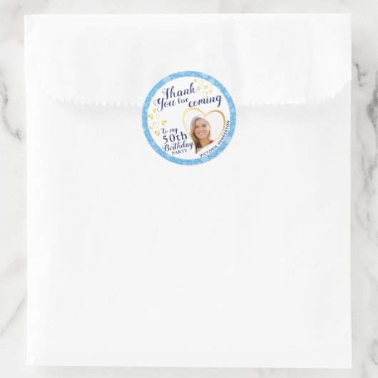 50e verjaardag Blue Winter Favor Dank u Ronde Sticker (Tas)